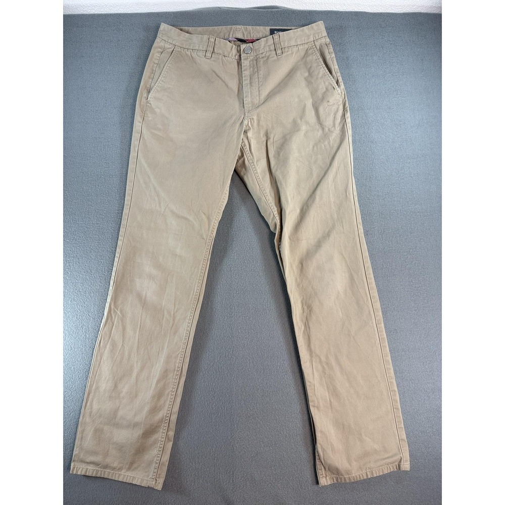 Bonobos Pants Mens 34x32 Beige Regular Fit Canvas Chino Straight Casual